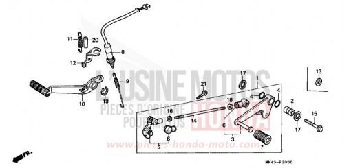BRAKE PEDAL/CHANGE PEDAL CBR600FH de 1987